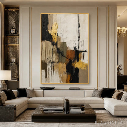 BUYARTVIEW Gold Thread – Black Gold Linear Abstract - image 5