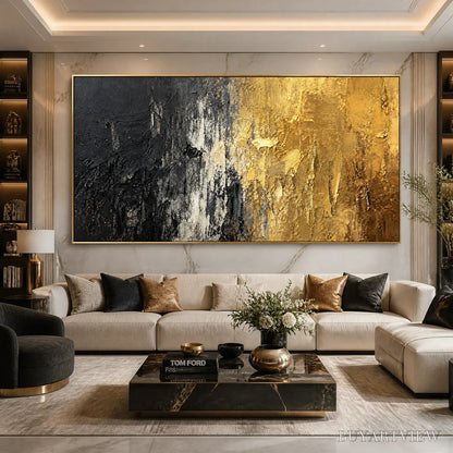 BUYARTVIEW Gilded Night – Black Gold Texture Abstract - image 5