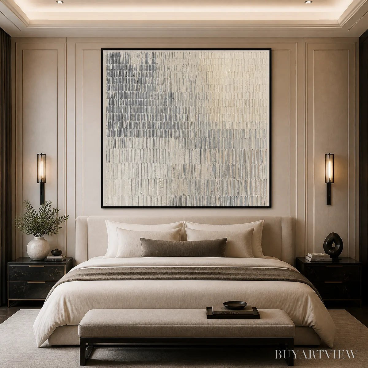 BUYARTVIEW Grey Line Calm – Grey White Linear Texture Abstract - image 5