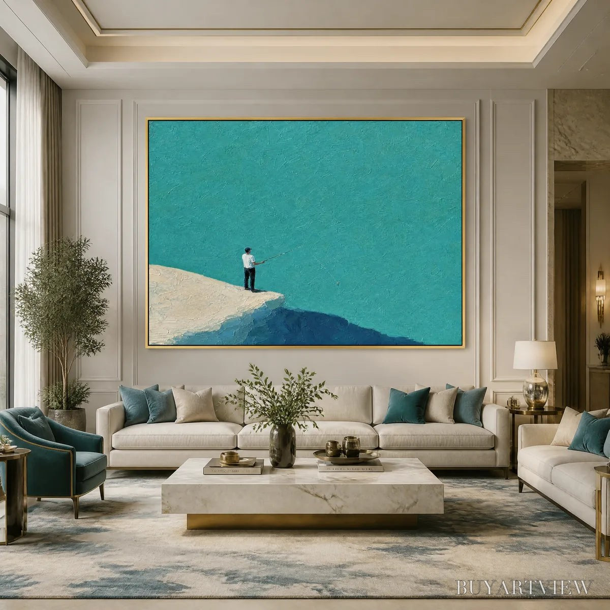 BUYARTVIEW Blue Horizon – Minimal Blue Horizon Figure Art - image 5