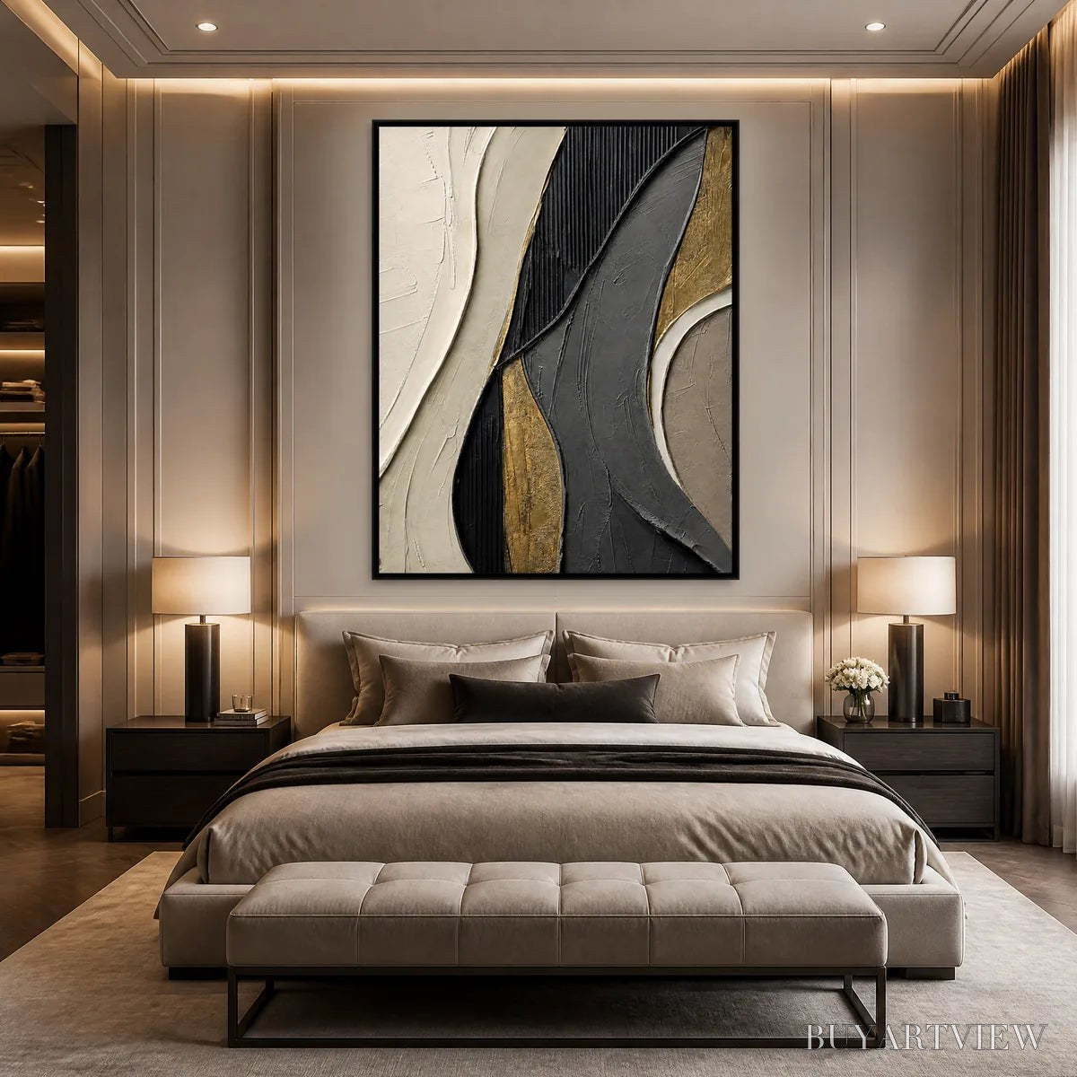 BUYARTVIEW Golden Balance – Black Gold Geometric Abstract - image 6