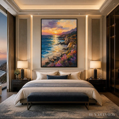 BUYARTVIEW Sunset Cliffs – Sunset Coastal Cliffs Painting - image 6
