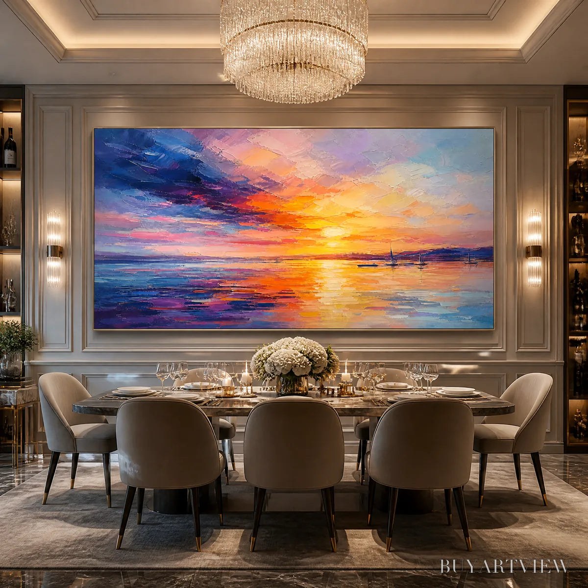 BUYARTVIEW Violet Sunset – Sunset Ocean Seascape Painting - image 6