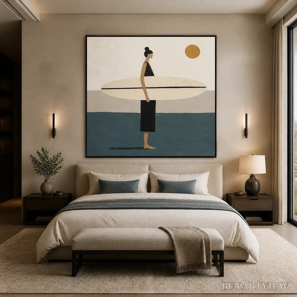 BUYARTVIEW Quiet Shore – Minimalist Surfer - image 6
