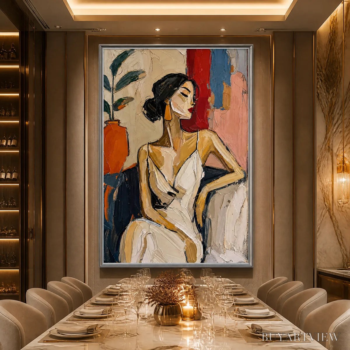 BUYARTVIEW Elegant Flame – Elegant Woman Figurative Painting - image 6