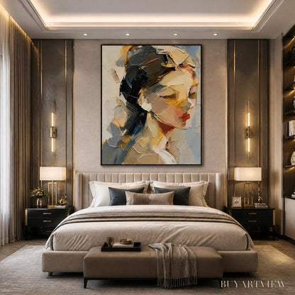 BUYARTVIEW Quiet Gaze – Textured Female Portrait Painting - image 6
