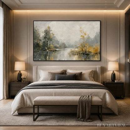 BUYARTVIEW Forest Veil – Misty Forest Lake Painting - image 6