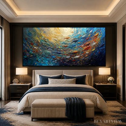 BUYARTVIEW Deep Tide – Deep Blue Abstract Ocean Painting - image 6