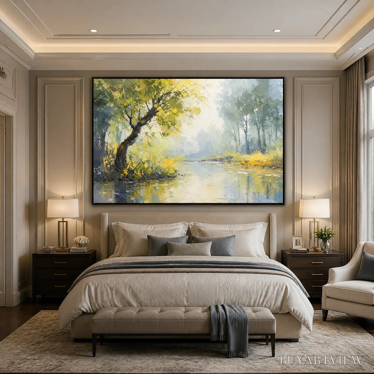 BUYARTVIEW Green Haven – Green Forest Lake Painting - image 6