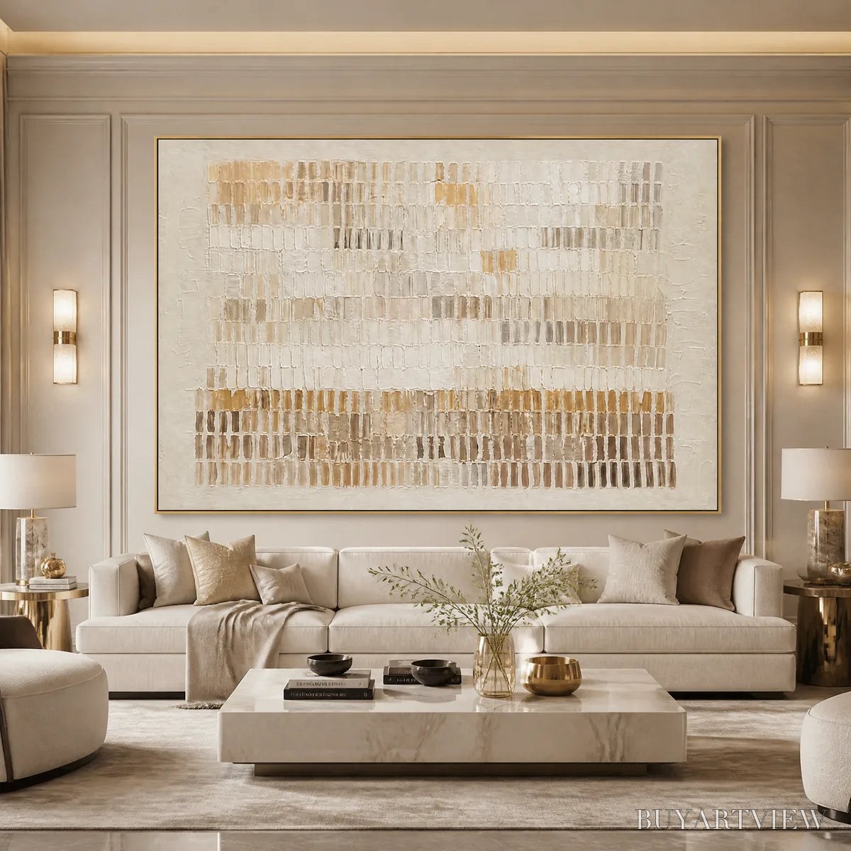 BUYARTVIEW Sandline Horizon – Beige Linear Texture Horizontal Abstract - image 6
