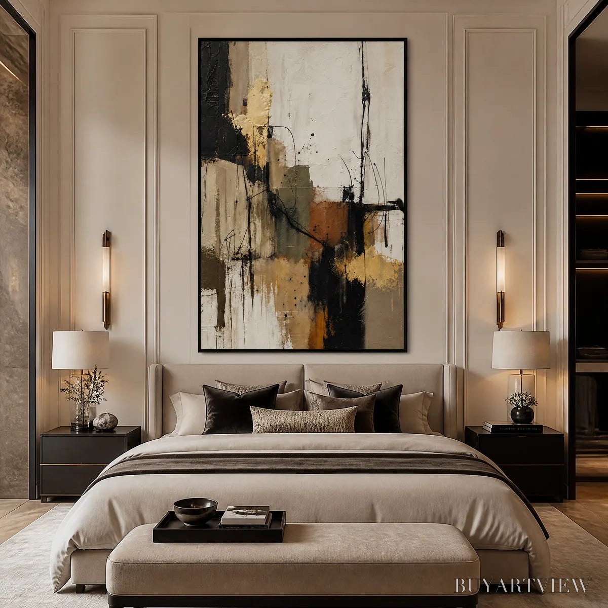 BUYARTVIEW Gold Thread – Black Gold Linear Abstract - image 6