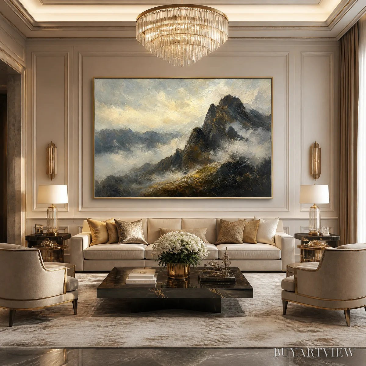 BUYARTVIEW Silver Ridge – Moody Mountain Landscape Painting - image 6