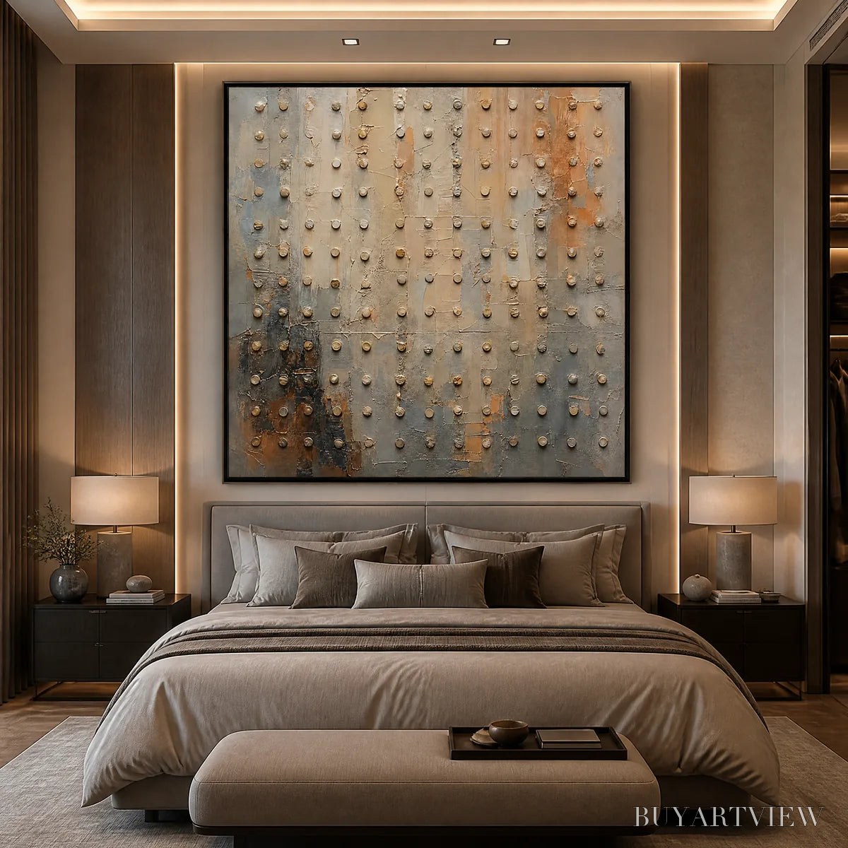 BUYARTVIEW Sand Pearl Rhythm – Neutral Beaded Texture Abstract - image 6