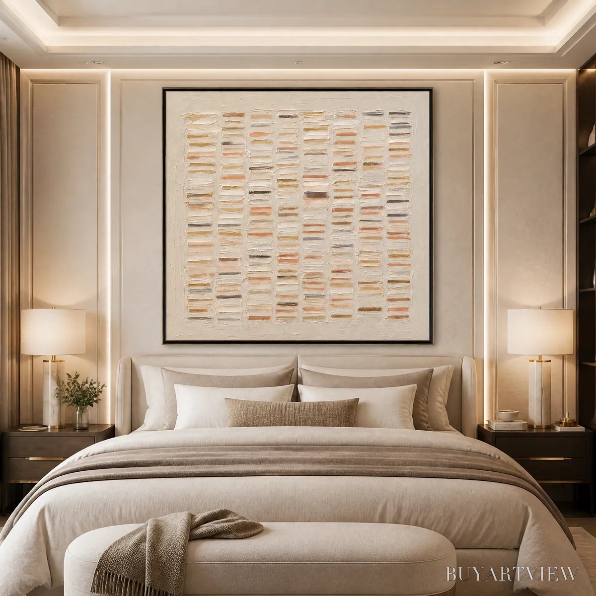 BUYARTVIEW Warm Stone Geometry – Warm Beige Geometric Texture Painting - image 6