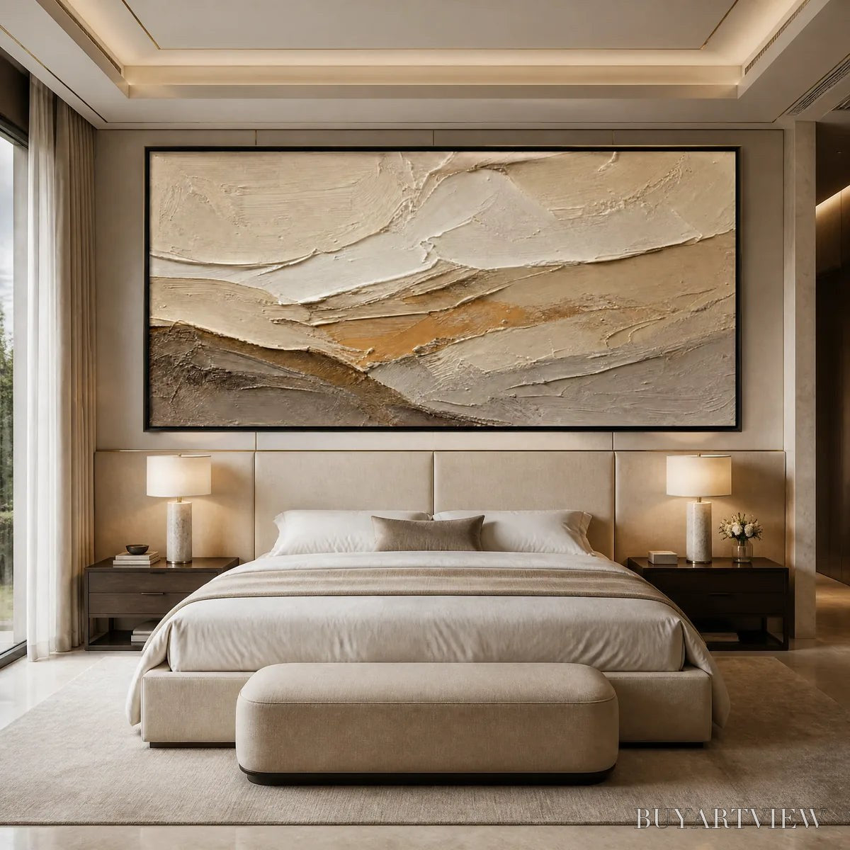 BUYARTVIEW Pale Ridge – Beige White Mountain Abstract - image 6