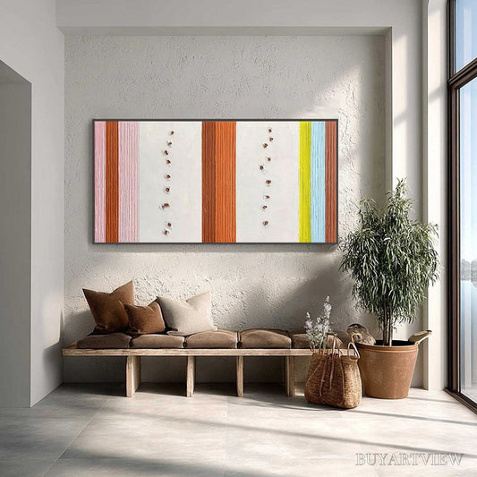 BUYARTVIEW Color Cadence – Textured Colorful Abstract Impasto Stripe Painting - image 2