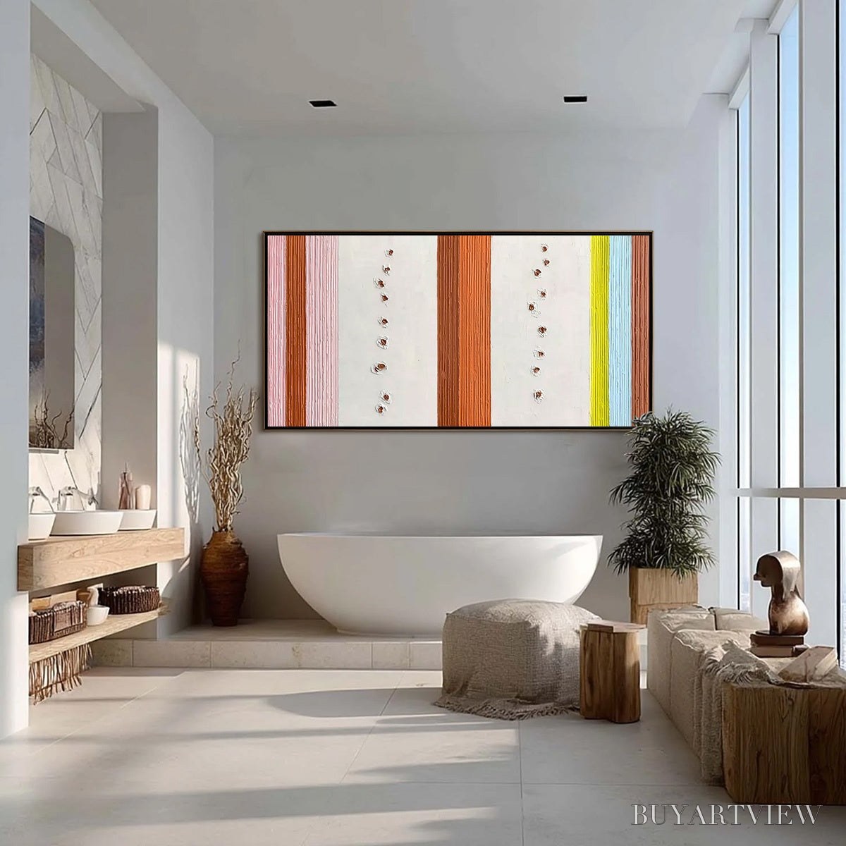 BUYARTVIEW Color Cadence – Textured Colorful Abstract Impasto Stripe Painting - image 4