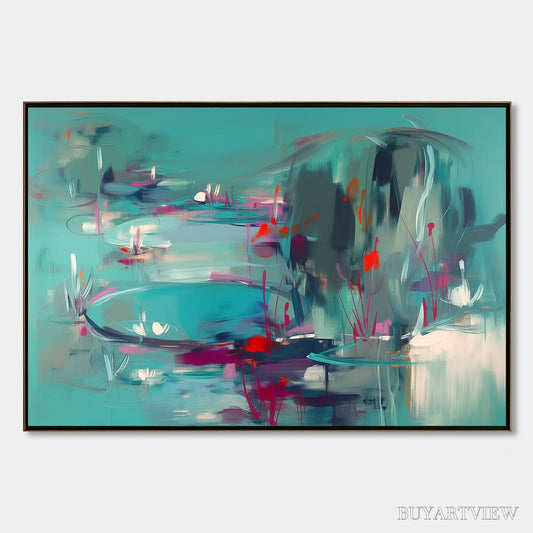 BUYARTVIEW Waterlily Serenade – Vibrant Abstract Water Lilies - image 1