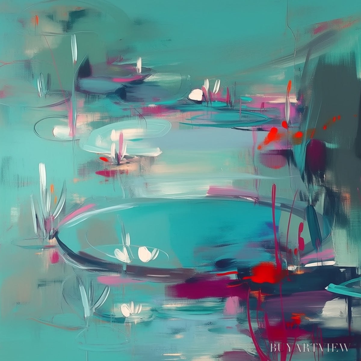 BUYARTVIEW Waterlily Serenade – Vibrant Abstract Water Lilies - image 3