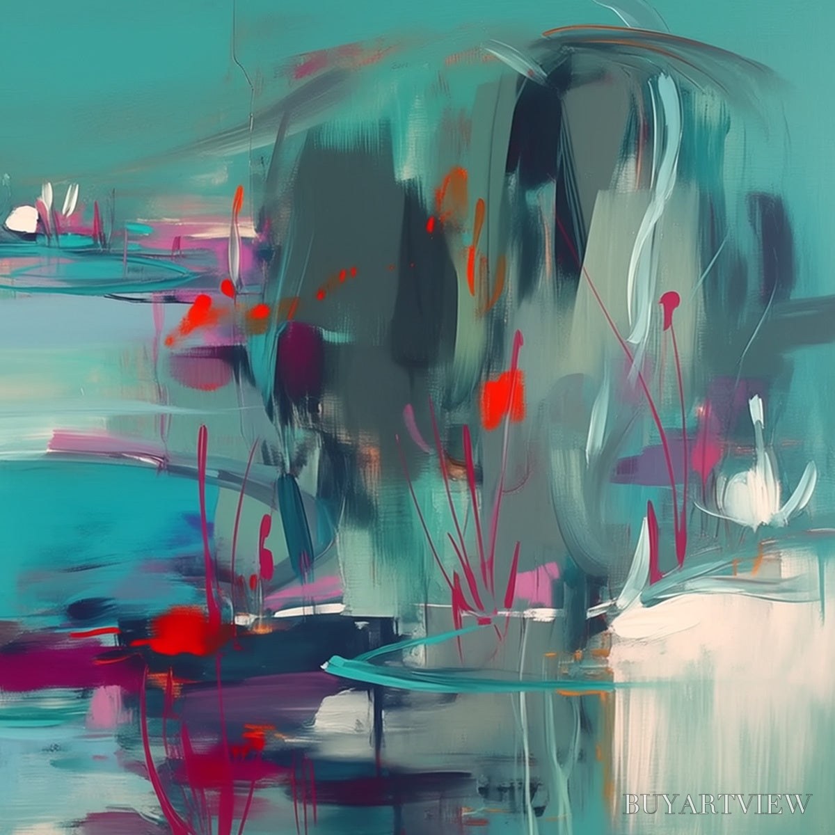 BUYARTVIEW Waterlily Serenade – Vibrant Abstract Water Lilies - image 5