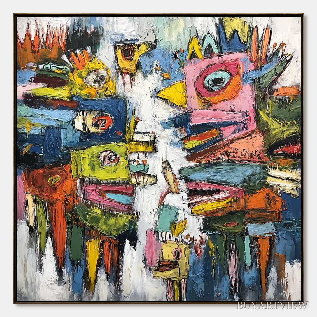 BUYARTVIEW Concrete Carnival – Large Colorful Abstract Impasto - image 1