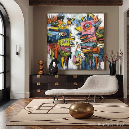 BUYARTVIEW Concrete Carnival – Large Colorful Abstract Impasto - image 2