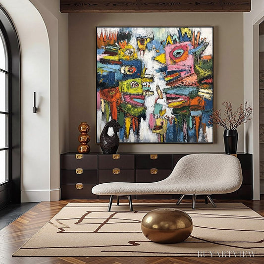 BUYARTVIEW Concrete Carnival – Large Colorful Abstract Impasto - image 2