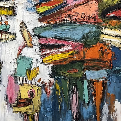 BUYARTVIEW Concrete Carnival – Large Colorful Abstract Impasto - image 5