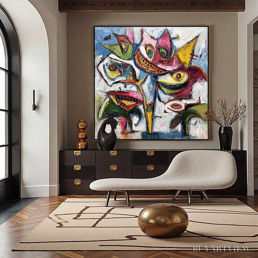 BUYARTVIEW Carnival of Smiles – Large Colorful Abstract Impasto - image 2