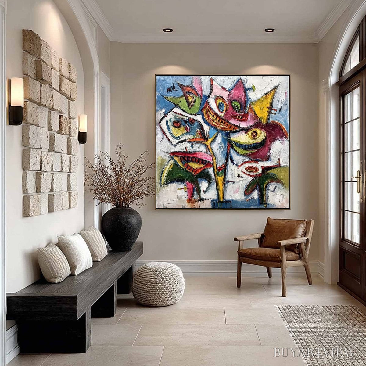BUYARTVIEW Carnival of Smiles – Large Colorful Abstract Impasto - image 4
