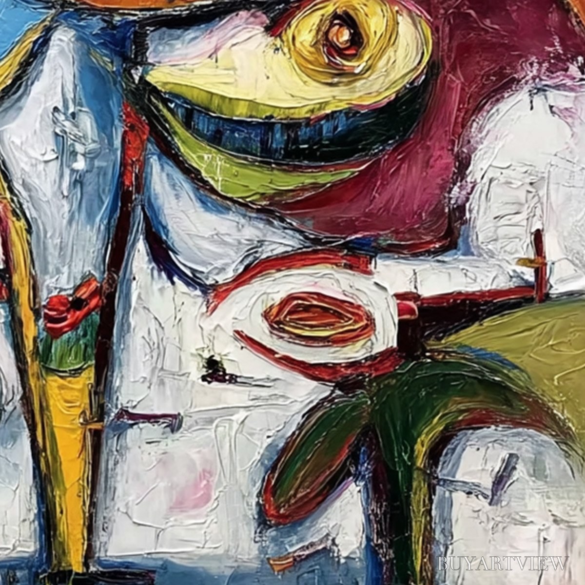 BUYARTVIEW Carnival of Smiles – Large Colorful Abstract Impasto - image 5