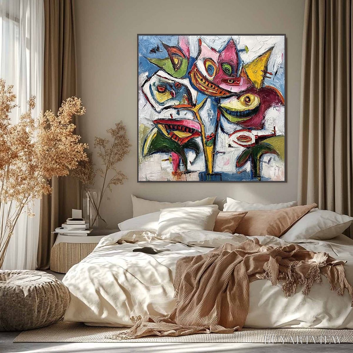 BUYARTVIEW Carnival of Smiles – Large Colorful Abstract Impasto - image 6