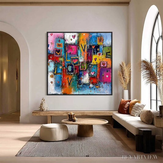 BUYARTVIEW Heartbeat Symphony – Colorful Abstract Love & Hearts Impasto Painting - image 2
