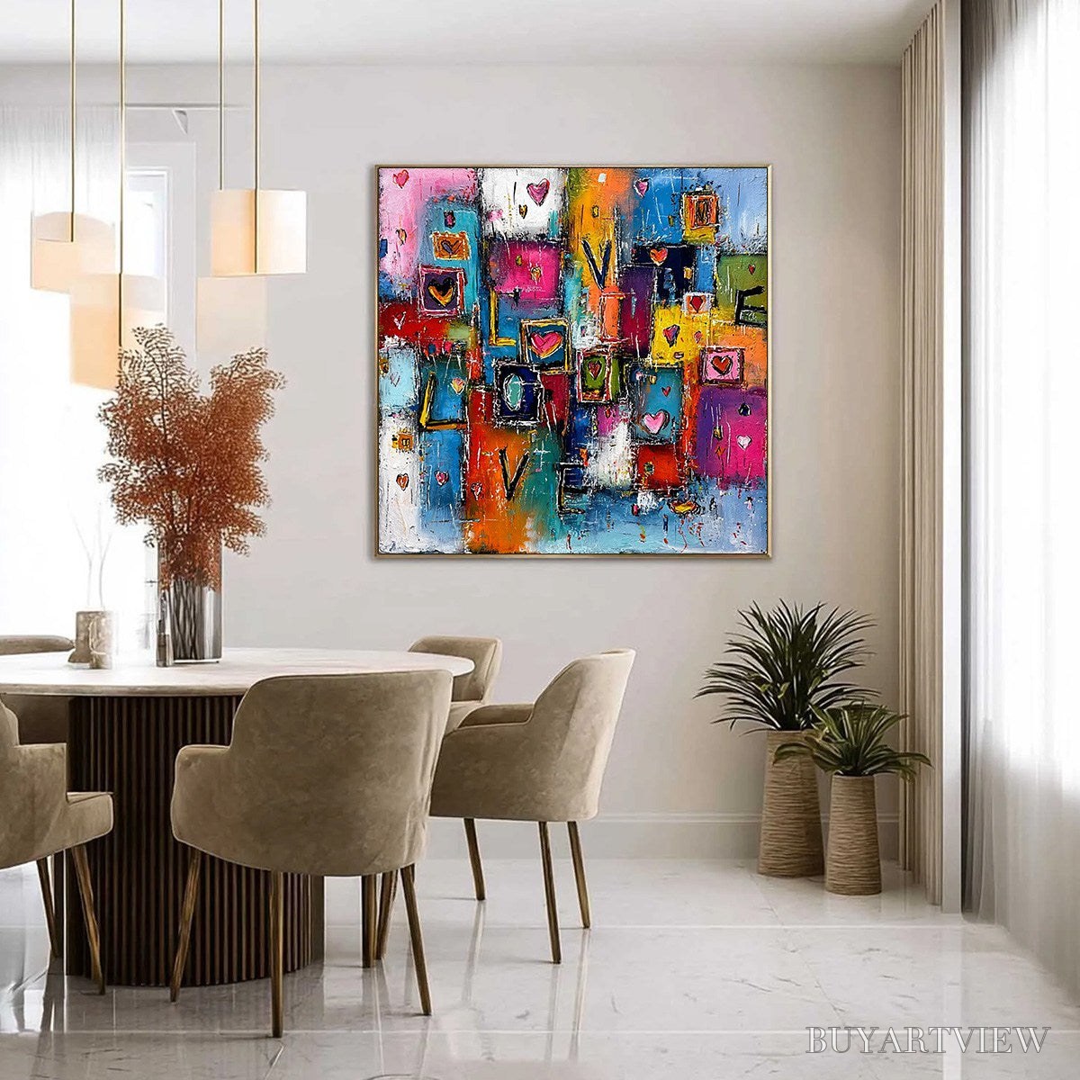 BUYARTVIEW Heartbeat Symphony – Colorful Abstract Love & Hearts Impasto Painting - image 4