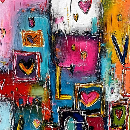 BUYARTVIEW Heartbeat Symphony – Colorful Abstract Love & Hearts Impasto Painting - image 5