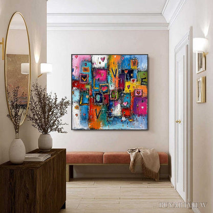 BUYARTVIEW Heartbeat Symphony – Colorful Abstract Love & Hearts Impasto Painting - image 6