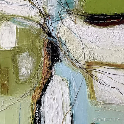 BUYARTVIEW Verdant Nexus – Textured Abstract Painting with Green and Blue Hues - image 3