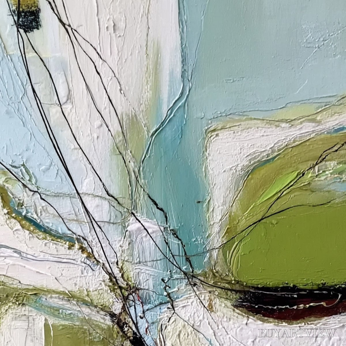 BUYARTVIEW Verdant Nexus – Textured Abstract Painting with Green and Blue Hues - image 5