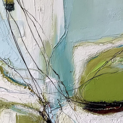 BUYARTVIEW Verdant Nexus – Textured Abstract Painting with Green and Blue Hues - image 5
