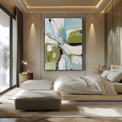 BUYARTVIEW Verdant Nexus – Textured Abstract Painting with Green and Blue Hues - image 6