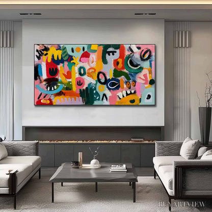 BUYARTVIEW Joyful Chaos – Vibrant Large Horizontal Abstract Expressionist - image 2