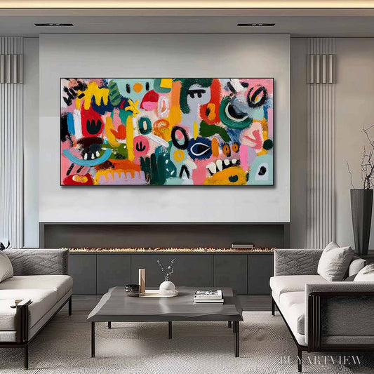 BUYARTVIEW Joyful Chaos – Vibrant Large Horizontal Abstract Expressionist - image 2