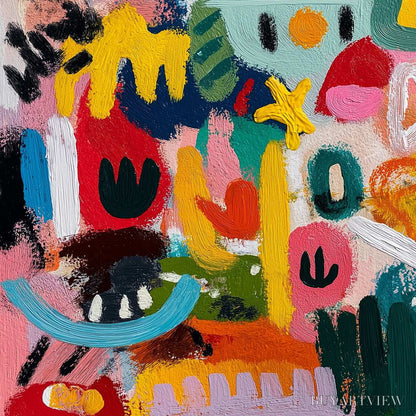 BUYARTVIEW Joyful Chaos – Vibrant Large Horizontal Abstract Expressionist - image 3