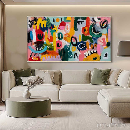 BUYARTVIEW Joyful Chaos – Vibrant Large Horizontal Abstract Expressionist - image 4
