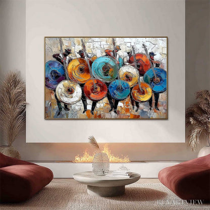 BUYARTVIEW Harmony in Hues – Textured Palette Knife Painting of Musicians - image 2