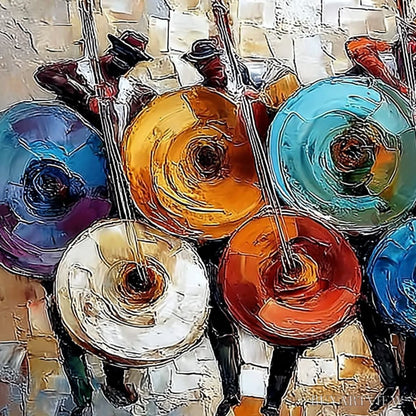 BUYARTVIEW Harmony in Hues – Textured Palette Knife Painting of Musicians - image 3