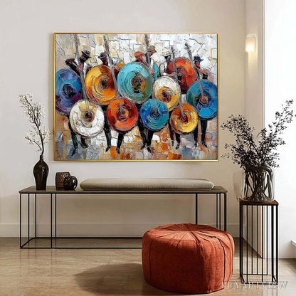 BUYARTVIEW Harmony in Hues – Textured Palette Knife Painting of Musicians - image 4