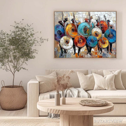 BUYARTVIEW Harmony in Hues – Textured Palette Knife Painting of Musicians - image 6