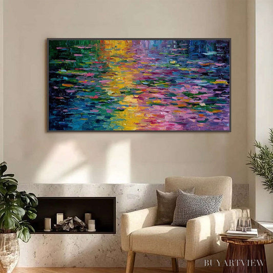 BUYARTVIEW Waterlily Serenade – Colorful Abstract Water Lilies Impasto Oil Painting - image 2