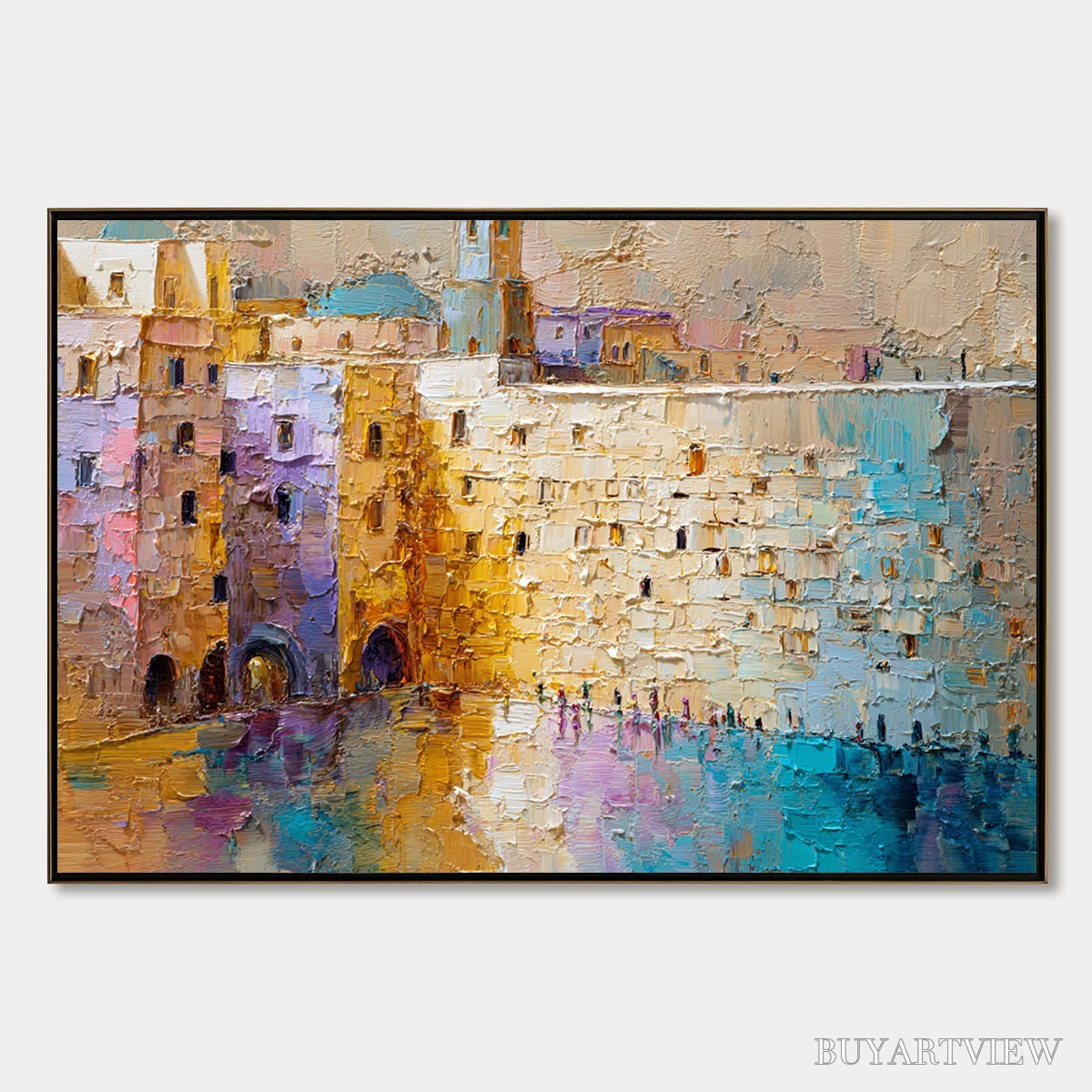 BUYARTVIEW Citadel of Memories – Textured Impasto Cityscape Oil Painting - image 1